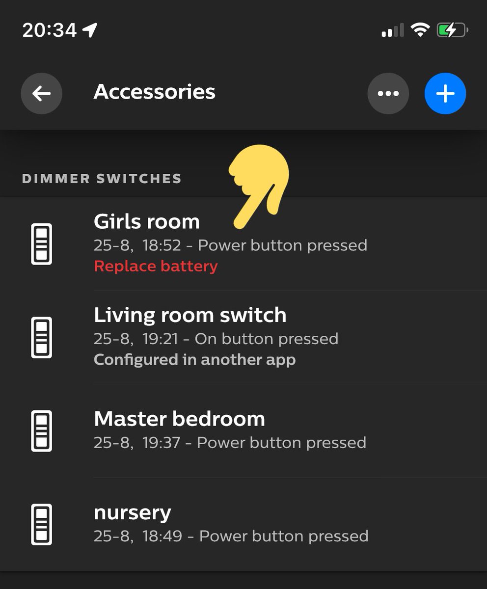 Seward408's tweet photo. @tweethue this specific dimmer switch seems to eat batteries for fun. We’ve swapped locations to make sure it wasn’t an over use issue but that hasn’t helped. Any ideas? https://t.co/FLYiHsJTZP