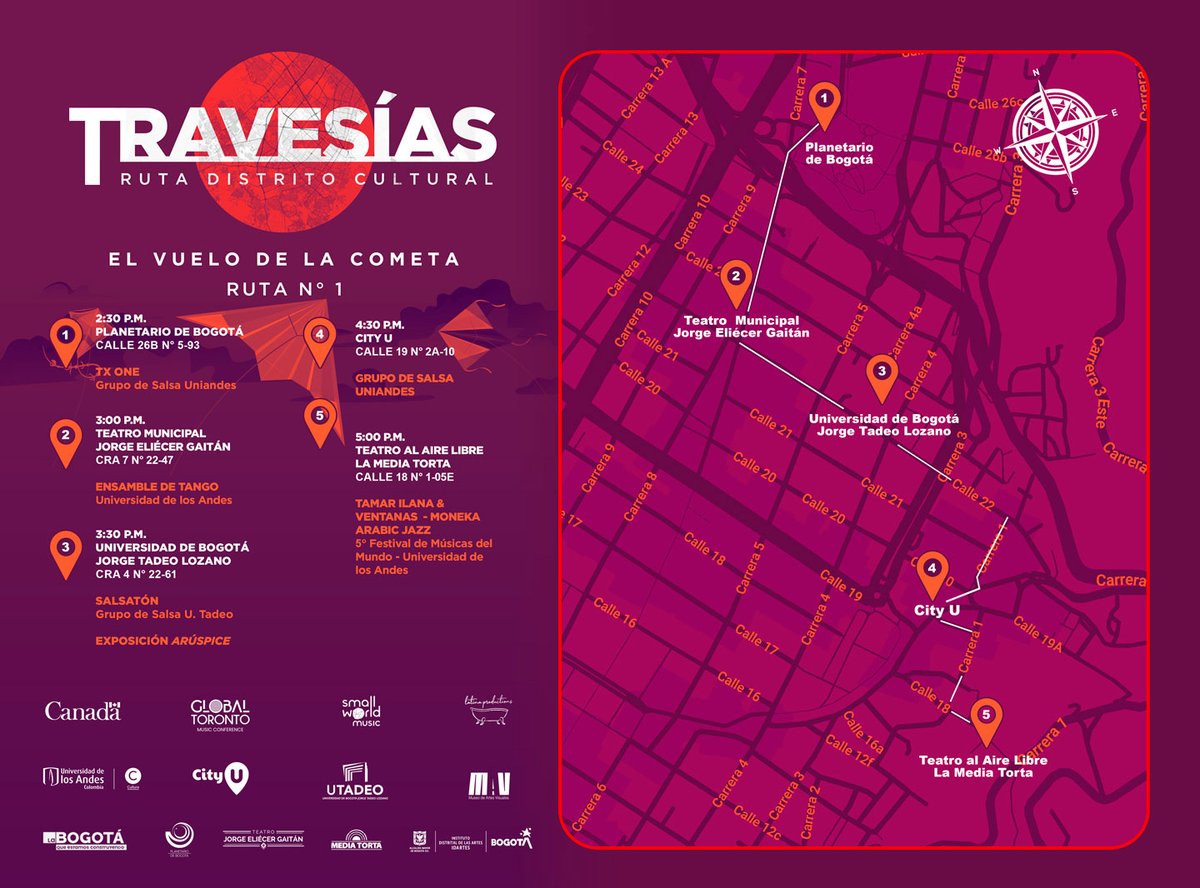 artehumUniandes's tweet photo. 💥 Travesías: ‘El vuelo de la cometa’ es la primera #RutaDelDistritoCapital, un proyecto planteado para reactivar la circulación de las artes en un recorrido por escenarios al aire libre, motivando al público del sector a seguir la ruta desde los siguientes espacios culturales: https://t.co/bfxOTsVZ9N