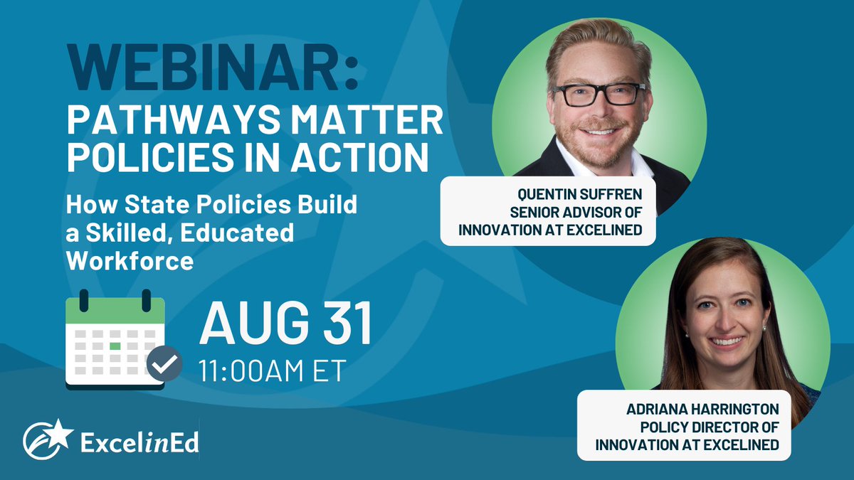 ExcelinEd's tweet photo. Our policy experts Quentin Suffren &amp; @AdrianaHarrin17 will dive into our updated #PathwaysMatter resource and share how the right combination of policies can bridge the disconnect between education and the workforce. Join us on 8/31. https://t.co/3edxu09AnE
#LetsContinuum https://t.co/CZgGyz6mop