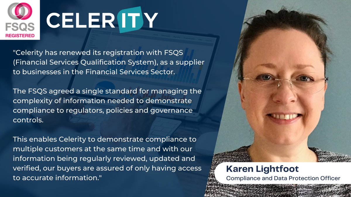 CelerityLimited's tweet photo. Celerity is proud to announce that it has renewed its Financial Services Qualification System (FSQS) certificate!
This demonstrates our commitment to quality and compliance for our clients in financial services.
#cybersecurity #fsqs #compliance https://t.co/eAuV6lO8rC