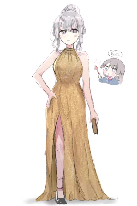 ドレス!?ってなって、どんなのかな~~~~と描いたけど、肩出しライン駆け引き勝てなかった絵です 