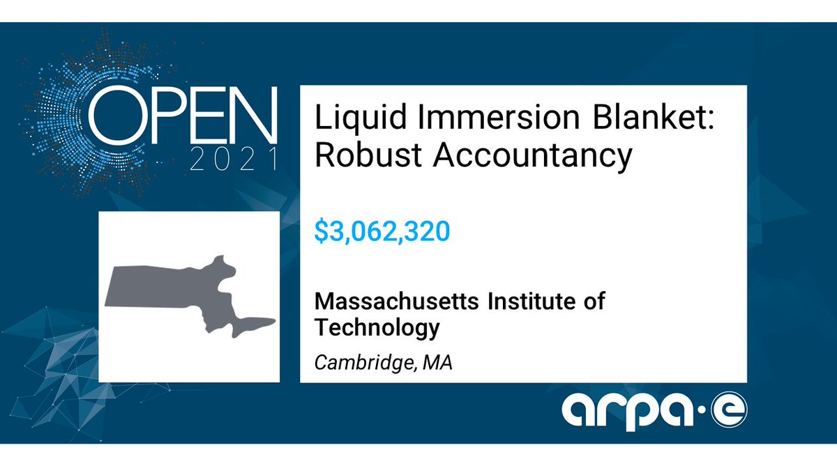 ARPAE's tweet photo. . @MIT ’s Plasma Science and Fusion Center will investigate the viability of a radically simple molten-salt approach to tritium breeding for fusion power plants.

@Eden_GeoTech proposes an “Electro-Hydraulic Fracturing” solution to improve enhanced geothermal systems 

#ARPAEOPEN https://t.co/wKMaWKCP1G
