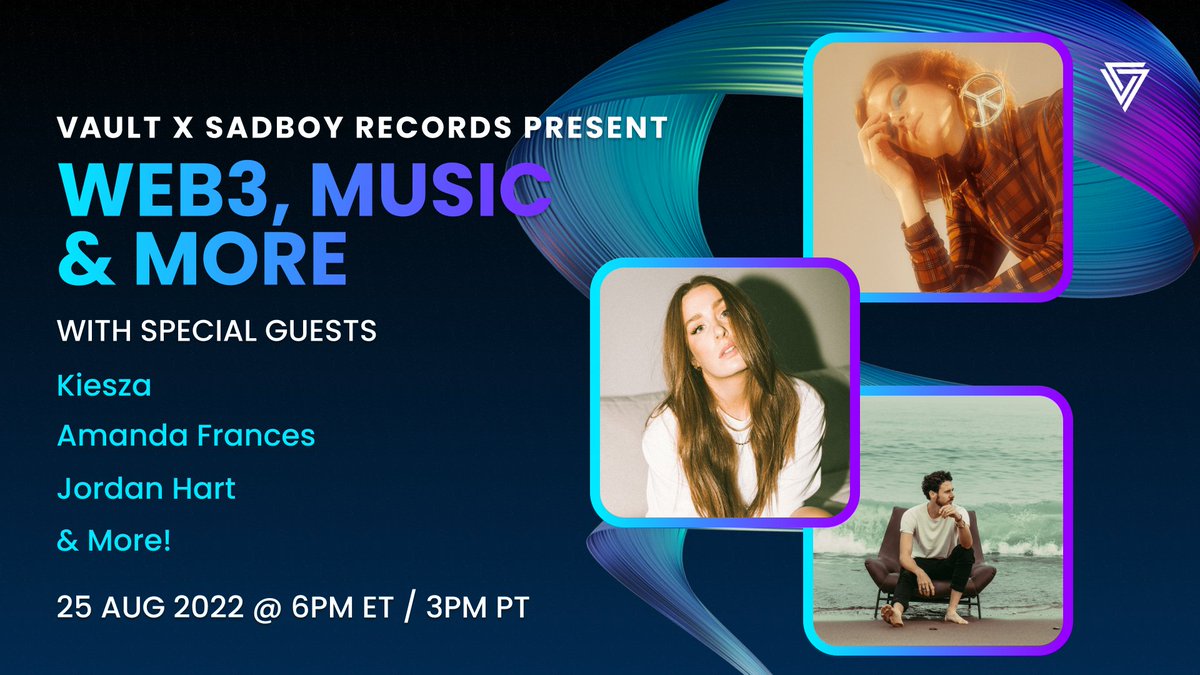 set your reminders... tonight we're chatting with with <a href="/sadboyrecordsxo/">Sadboy Records</a>, one of Canada’s fastest growing indie labels, to talk web3, music &amp; more.

we'll be joined by headliner &amp; multi-platinum selling artist Kiesza, Jordan Hart, and Amanda Frances!

👉 x.com/i/spaces/1rmxP…