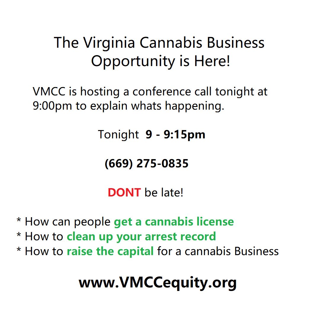 VMCCEquity33's tweet photo. Tonight we’re getting connected with our #VACannabisCommunity. #CannabisLicense #RecordExpungement #CannabisInvestors https://t.co/yoDFmhB9Qc