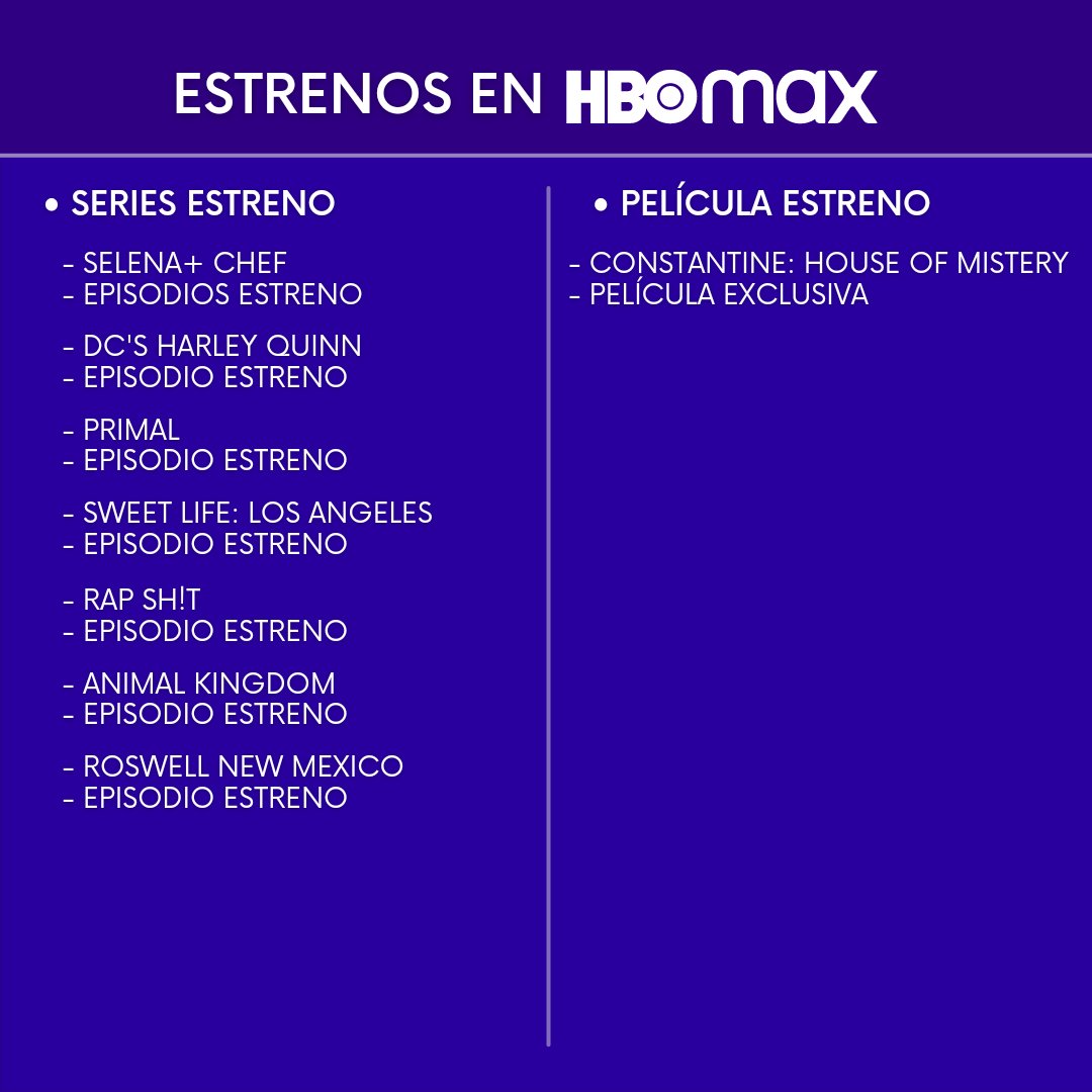 Los estrenos del día. Disponibles ahora en #HBOMax.