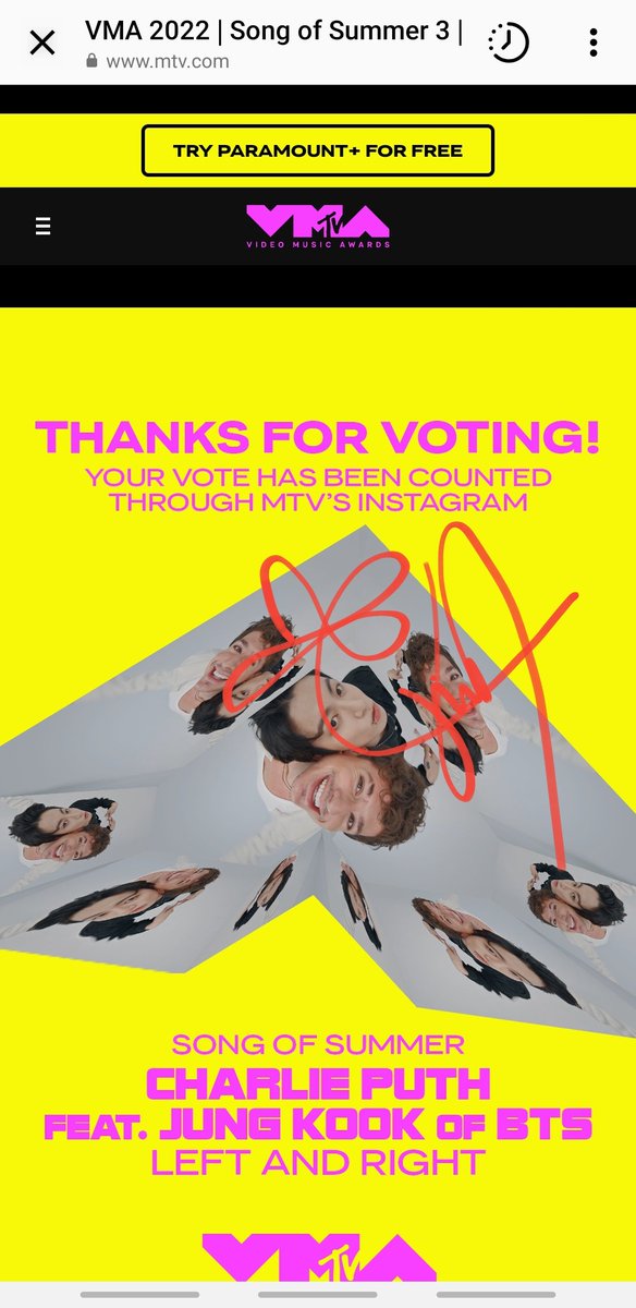 kim_042002's tweet photo. [🚨] VOTACIÓN

Acaba de dar inicio la votación para el premio "Song of the Summer" donde esta nominada la canción de  Jungkook junto con Charlie Puth,  ‘Left And Right’

📌(https://t.co/jdod36ExBo)

Recordemos que Jungkook se ha convertido en el PRIMER solita coreano en (...) https://t.co/t6T8NJMU0y