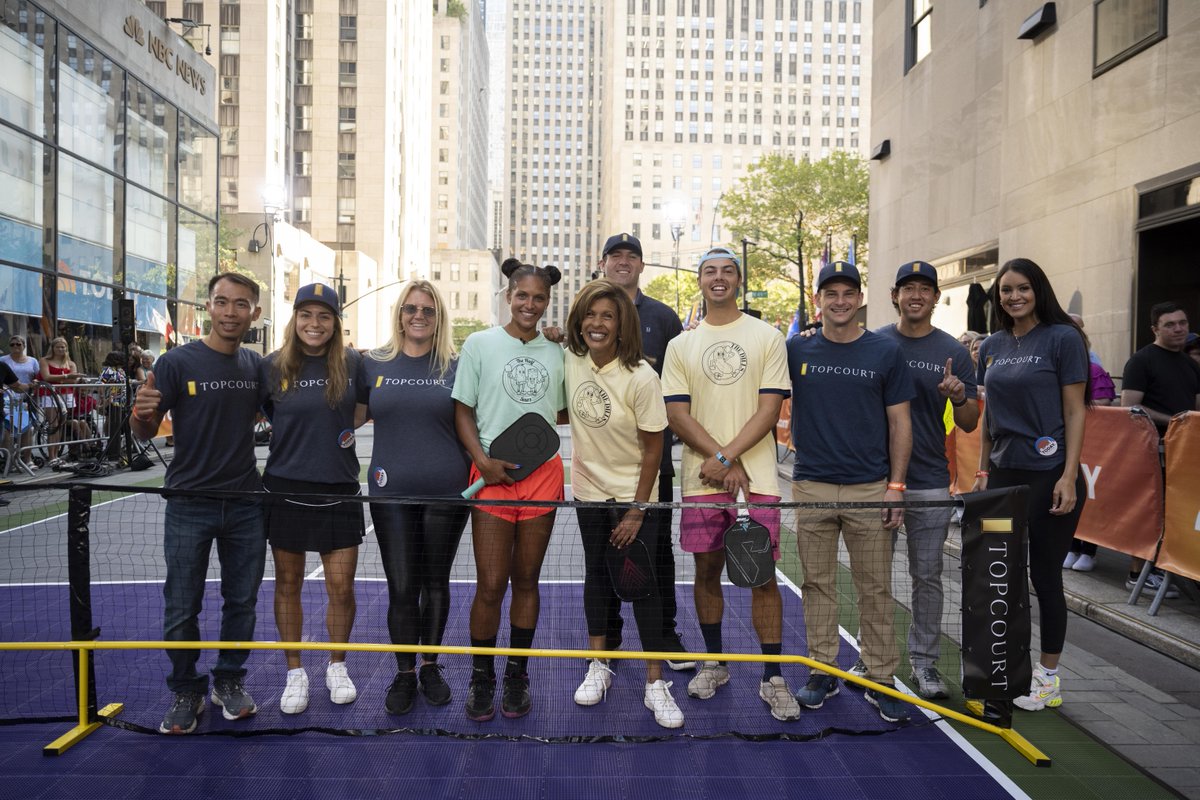 TODAYshow's tweet photo. Some pickleball action at the Plaza today with @BenJohns_pb, Jessie Irvine, @hodakotb, and @craigmelvin! 

📸: Nate Congleton https://t.co/Lwm8DQ1U43