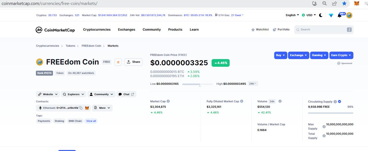 FREEDOM of MONEY coin - $FREE since 2018 tweet media