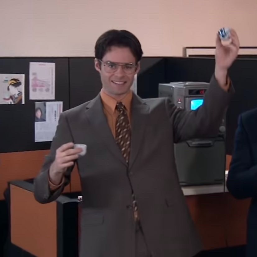 autismiac's tweet photo. this is THE bill hader photo he looks so fine in this dwight cosplay https://t.co/l57A0iu14l