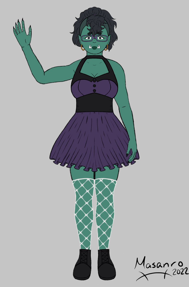 masanro3's tweet photo. Drew art of @IssyTwo to try and cheer myself up after lots of stress. This was a new unique experience because of the dress, hair, and Issy being an orc. Hope you like it Issy. #IssyTwoDraw https://t.co/HHJ4azdGkv