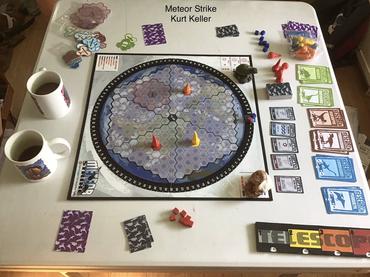 itdnyc's tweet photo. Having a fun gaming morning with our game, Meteor Strike. We’re looking for a publisher for this fun mid-level game where players fight to save the dinosaurs from the meteors.
#gamedevelopment #gamedev #dinosaurs #savethedinosaurs #boardgames #tabletopgames https://t.co/J0LI4QfBoK