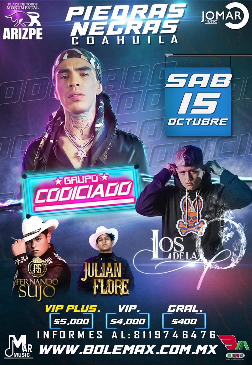 FernandoSujo's tweet photo. RAZITA DE PIEDRAS NEGRAS, COAHUILA‼️

Nos vemos este 15 de Octubre en la Plaza De Toros Monumental Arizpe🏟

Estaremos abriéndole el concierto a Codiciado y Los De La O🔥

CAIGANLE, NO FALTEN‼️ https://t.co/iGnAymqTc7