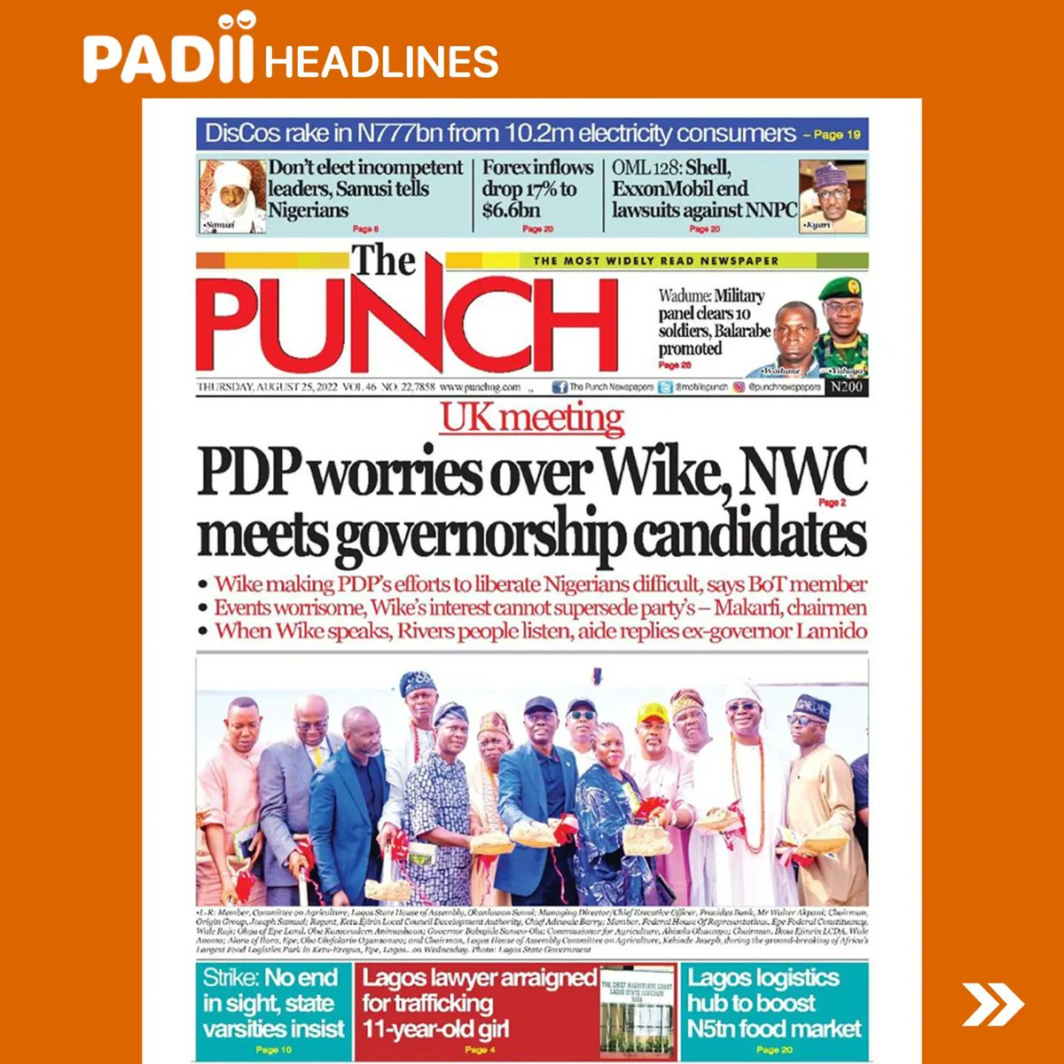 PadiiRadio's tweet photo. Headlines in today's newspapers - Thursday, 25th August 2022.

#PADIIRadio
#PADIIfm
#PADIInews
#news
#headlinenews
#politics
#business
#apcprimaries
#lagos
#nigeria https://t.co/OU5Mg5YswE