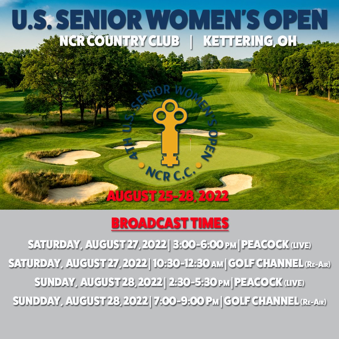 Broadcast schedule for the U.S. Senior Women's Open at @ncrcc. #USSeniorWomen'sOpen