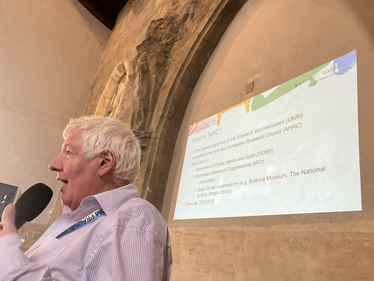 Gordon McKenna on TaNC a project of £19m, doing discovery and audit projects nationalcollection.org.uk audit finds survey fatigue, no shared understanding of key terms. Still: 25% items have an image, of which 75% of publishing quality, 67% are online. #ICOMPrague2022 <a href="/icomCIDOC/">ICOM.CIDOC</a>