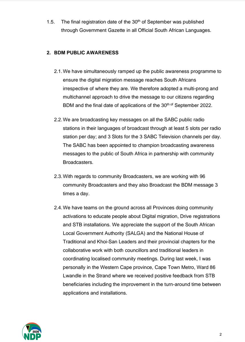 BongekileFilana's tweet photo. Media Statement  by  Minister  of  Communications  and  Digital  Technologies  Honourable @Khu_Ntshavheni  on the progress  made  in Brocast Digital Migration project. https://t.co/phmZ9nnhSB