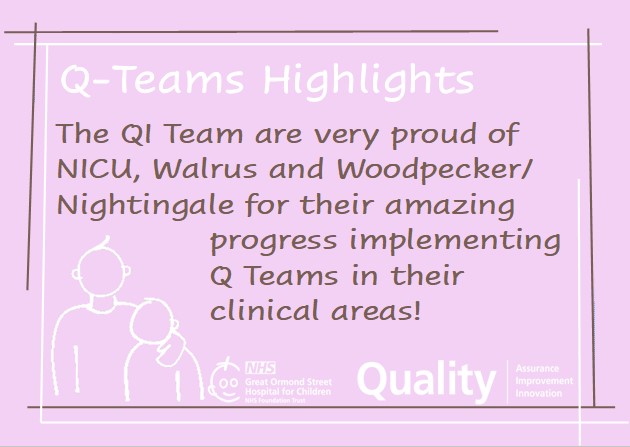 QualityatGOSH's tweet photo. Yesterday we had Polly Hodgson, Deputy Chief Nurse  visiting our Q Teams wards. 

We are very proud of NICU, Walrus &amp; Woodpecker/Nightingale's achievements 🌟

Our Q Teams board allows staff to voice daily challenges  &amp; make continuous ward improvements! #QITwitter #GOSH #OneTeam https://t.co/ROEB9E6sGx