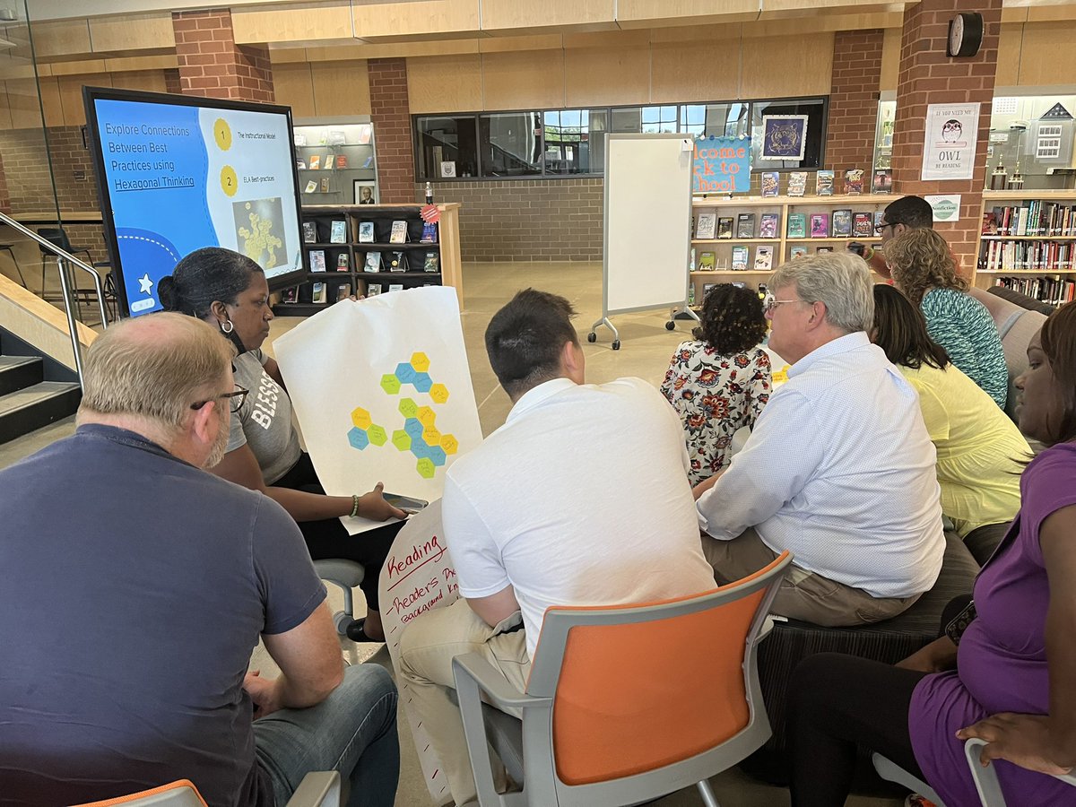 HenricoEnglish's tweet photo. Secondary ELA teachers engage in hexagonal thinking around best practices. https://t.co/rGijYud3NT