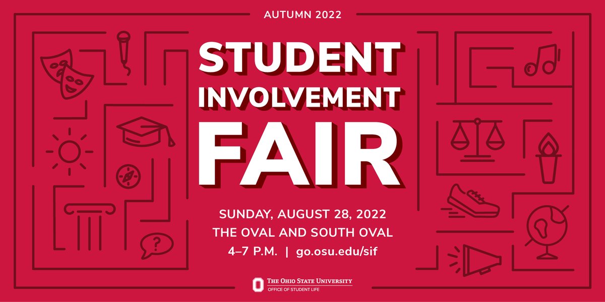 StudentLifeOSU's tweet photo. Friendly reminder that the Student Involvement Fair will take place this Sunday, August 28 from 4-7 p.m. We can't wait to see you there! 😍 

👉 https://t.co/9xxKBrQKDr

#GetInvolvedOSU #WelcomeOSU https://t.co/dc3Ioa6YG7