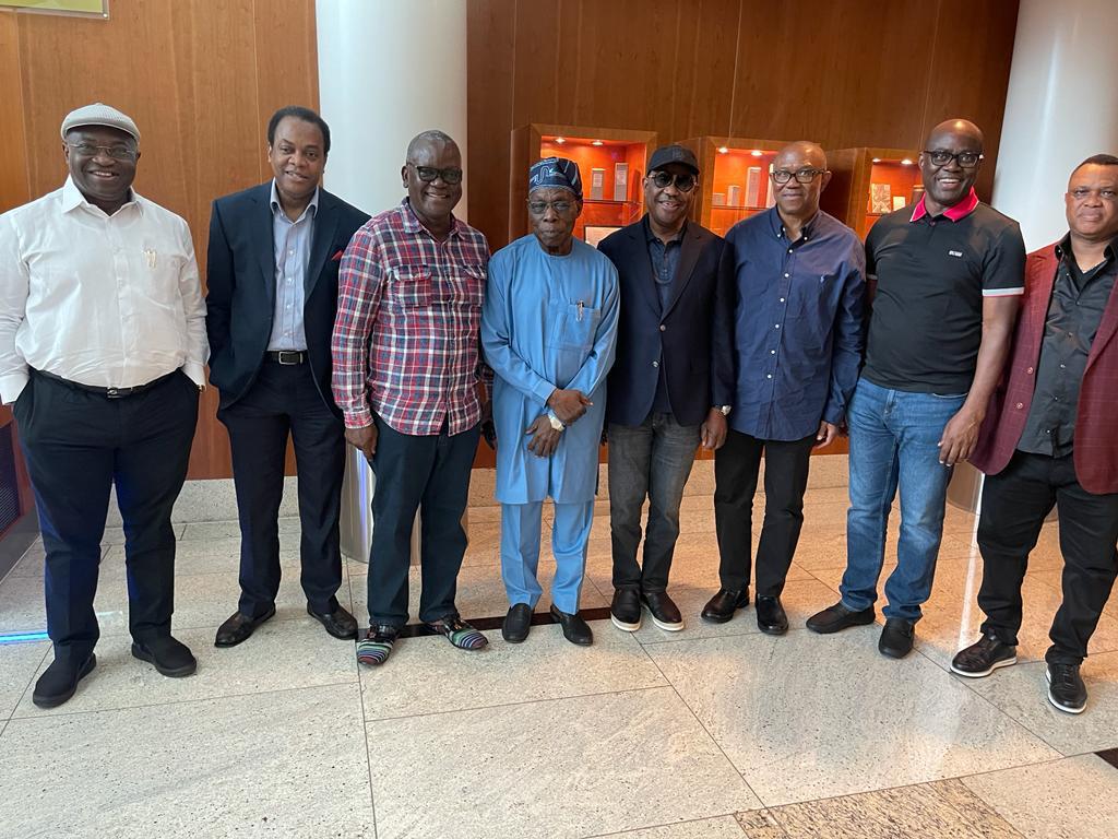 MobilePunch's tweet photo. PHOTOS: Obasanjo, Wike, Obi, Others Meet In London

Former president, Olusegun Obasanjo, on Thursday, met with the presidential candidate of Labour Party, Peter Obi; and the Rivers State Governor, Nyesom Wike, in London. https://t.co/a9dE67EHQD