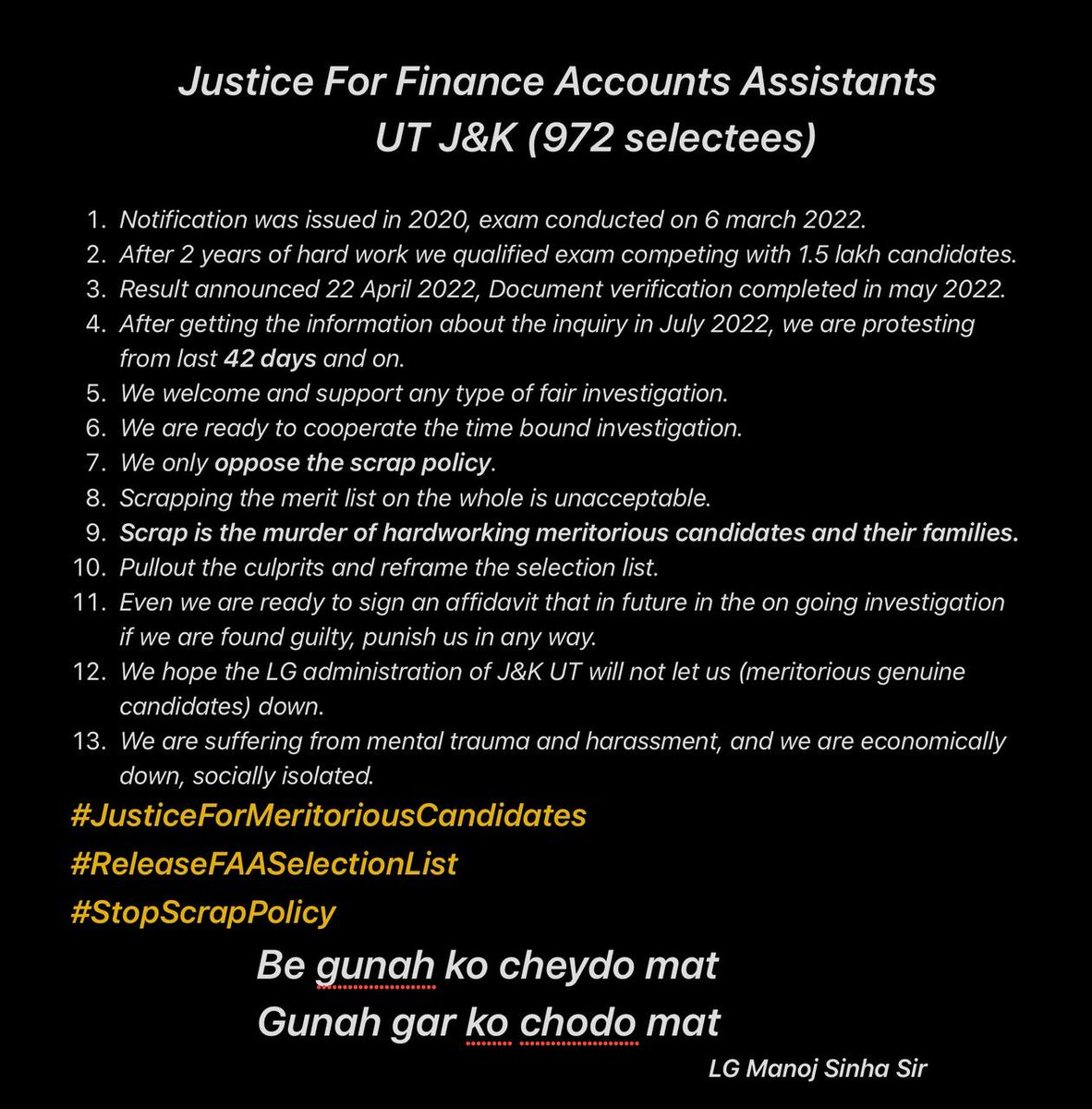 Evolverthj's tweet photo. @manojsinha_ Genuine demand of FAA meritorious candidates 👇 https://t.co/K0wzjgypTD