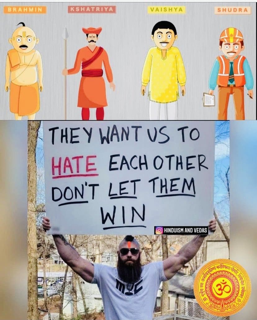 biggestadian's tweet photo. Guys they will always try to divide you but you all should never fall in their trap. Never forget that you are a Sanatani first and yes always follow धर्मो रक्षति रक्षितः

जय सनातन धर्म 🙏🚩 https://t.co/uCfWTlwJux