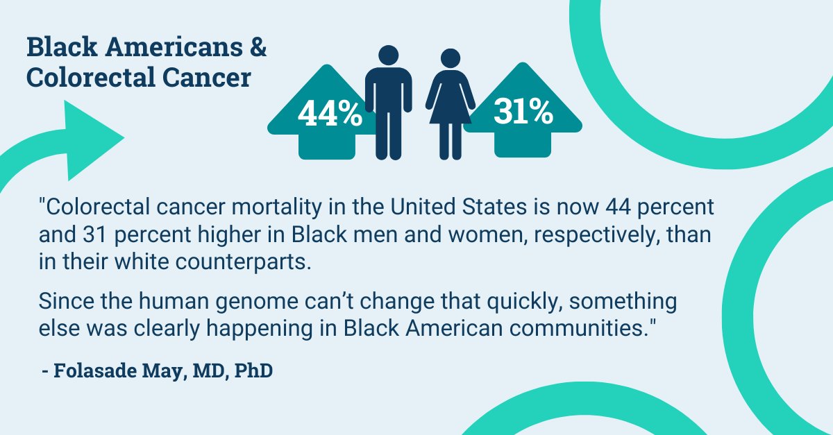 'We can't eliminate disparities until we acknowledge the social barriers and provide support, better insurance, and improved access,' says cancer researcher @drfolamay in this compelling interview with @EverydayHealth bit.ly/3RcLrXI #healthequity #preventCRC