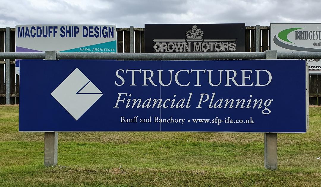 sfplanningabz's tweet photo. Our new board at Princess Royal Park, home of @DeveronvaleFC. #financialadvice #retirementplanning #investments #lifeinsurance #inheritancetaxplanning https://t.co/qayoYf24LW