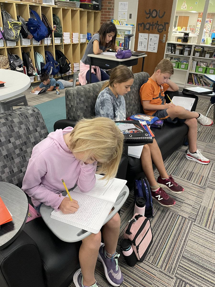 LizzyReeder's tweet photo. Yesterday we started our daily 10 minute iWrite time. 5ths are so excited to have freedom to write about whatever they want to. Silent, focused, & engaged! Can’t wait to read their writing! #sacredwritingtime @J_Huster4 @ayerelementary @owpmu https://t.co/oagTNId898