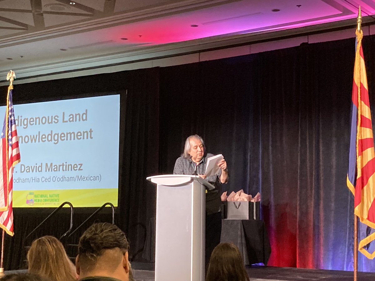 mmorgante's tweet image. “What are they afraid of? That they should give the land back? … Well, they should.” On the reluctance of some institutions to acknowledge indigenous land. Dr. David Martinez #NAJA #NativeMedia #Phoenix