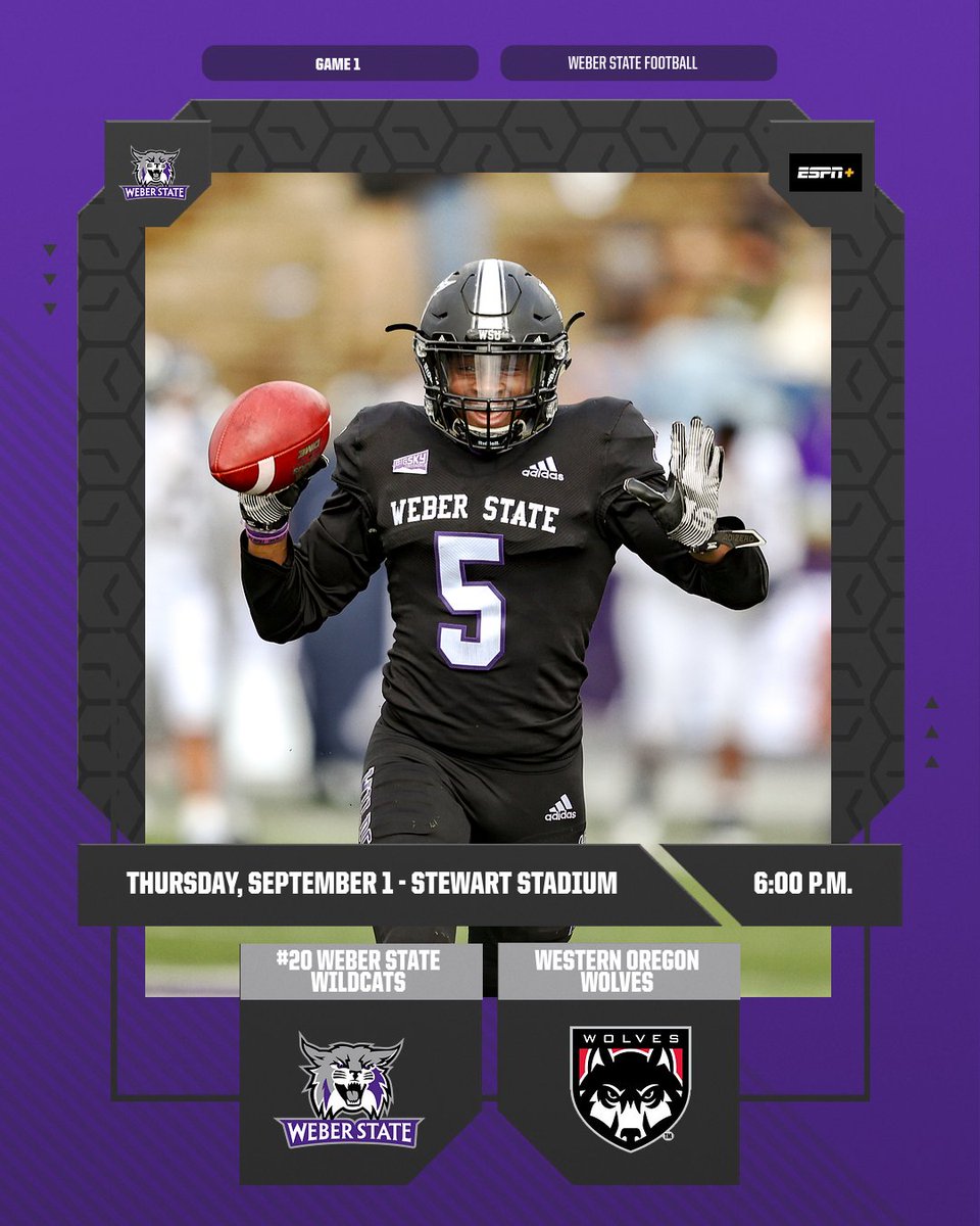 We are 1️⃣ week to 🏈!

Retweet if you are ready for Wildcat football! 

Get your 🎟️ and come cheer on the 'Cats!  

#WeAreWeber