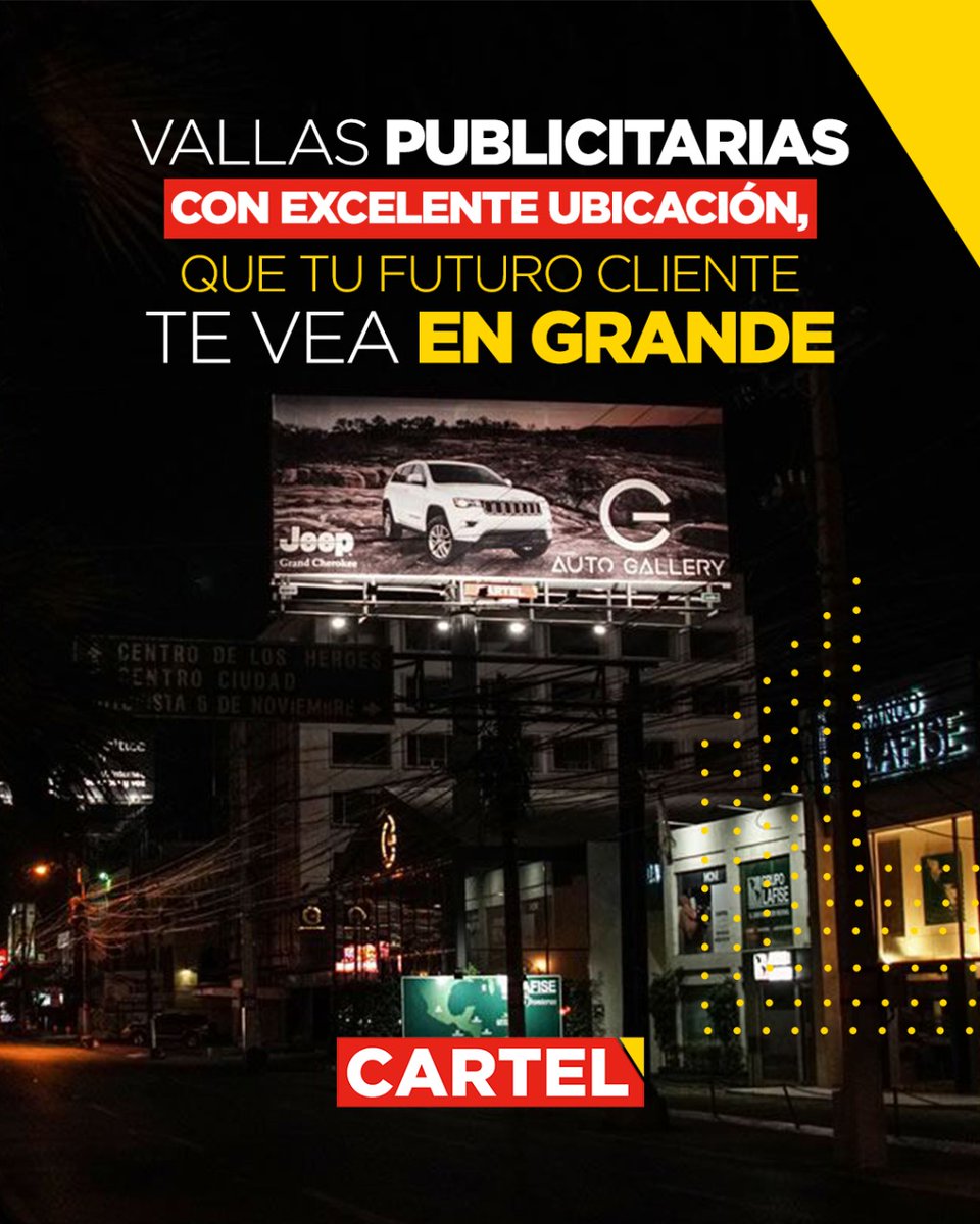 Invierte en tu negocio, invierte en llegar a más personas.

Locaciones de nuestras vallas CARTEL:
📍Av. Abraham Lincoln 

Dale a tu marca el reconocimiento que se
merece, contáctanos al:

(809) 560-2700 

#CampañasPublicitarias #VallasDigitales #MarketingExterior
