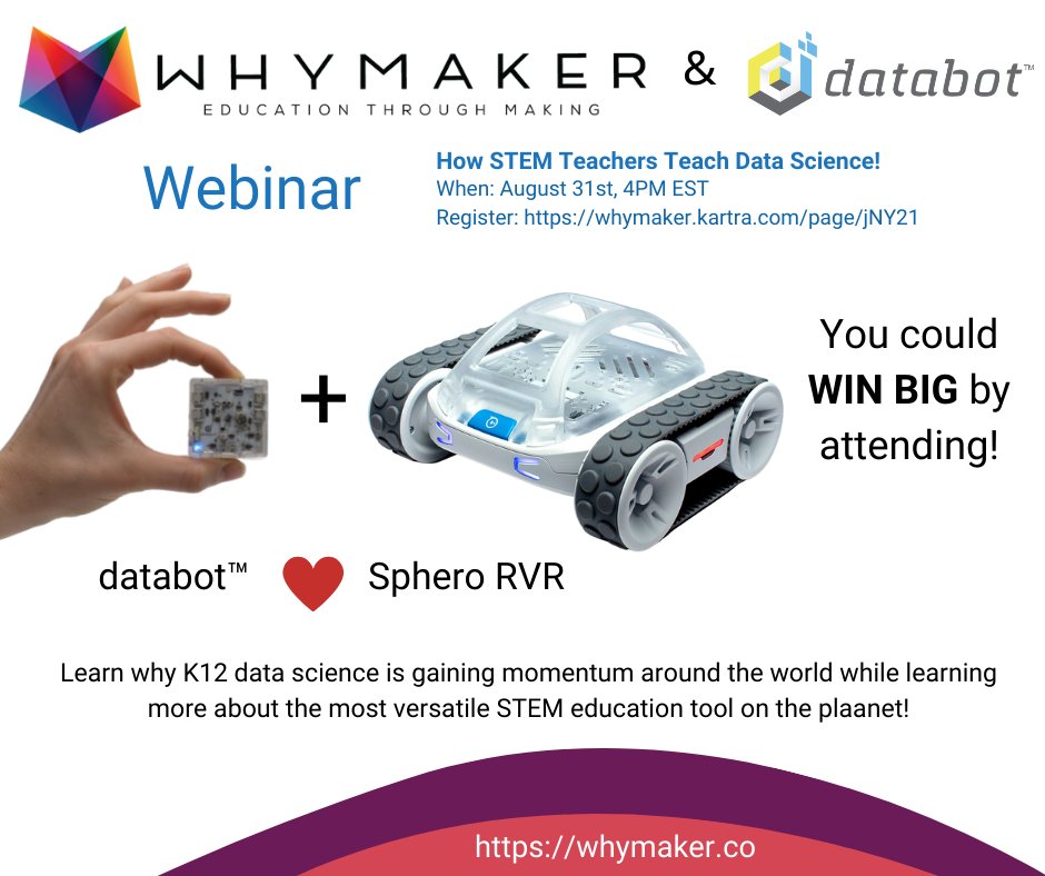 DatabotUSA's tweet photo. Register for this #aweseome #webinar exploring K12 #datascience and databot™, the ultimate cool tool for #STEAM education!  Hit the link below to register! Wowzuh!!!!
https://t.co/aDPuxErqwk
#giveaway #STEM #STEMeducation #ds4e #STEMeducation #databot https://t.co/oyWOQciU7A