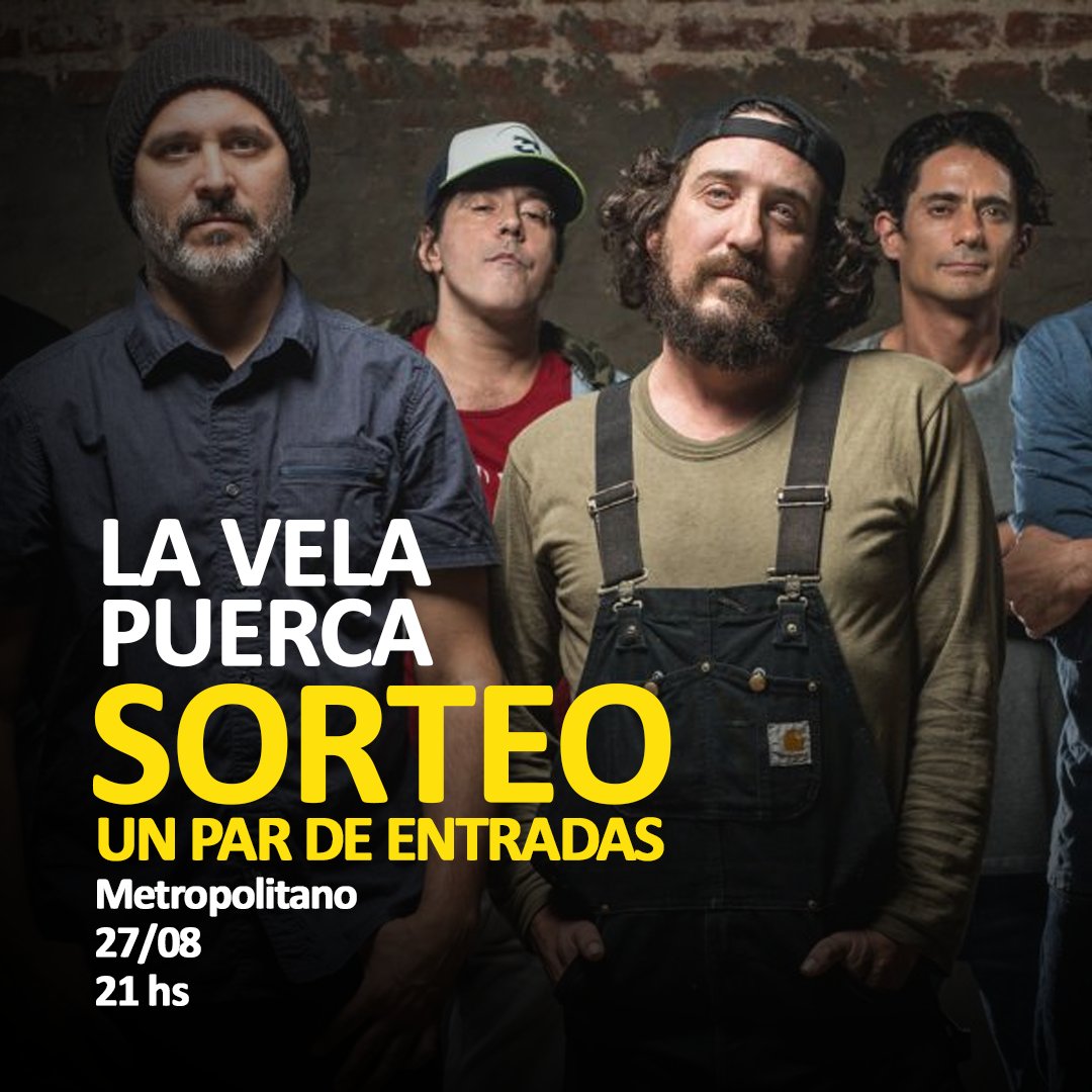 Cadena3_Rosario's tweet photo. ¡REGALAMOS ENTRADAS PARA VER A LA VELA! 🎸🕺
Sorteamos un par de entradas para que vayas a ver a La Vela Puerca en Metropolitano el 27/8

¡ES FÁCIL!
- Seguinos en Twitter
- Dale RT!

SORTEAMOS HOY 25/8 A FINAL DEL PROGRAMA ESTADIO 3 📻 https://t.co/cEVnAkNtuP