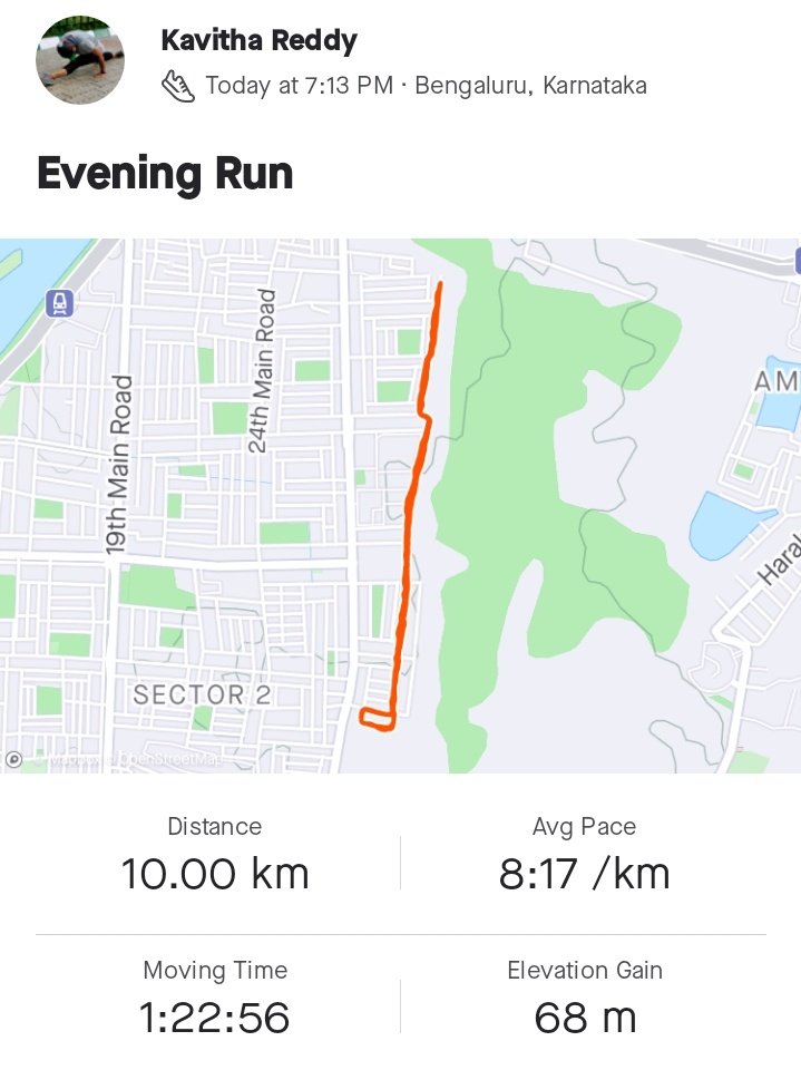 KavithaReddyKR's tweet photo. 25th Aug 2022 #Running 10kms #Strava #MiFit 549.2 Kms/3255 Kms (2022 Miles)
#FitnessChallenge2022 #KavithaReddyKR #Bommanahalli #Fitness #Health #Running #Climbing #Cycling #Swimming #Trekking #WomenFitness #BengaluruDiaries #Adventure https://t.co/VjJ4e43fp2