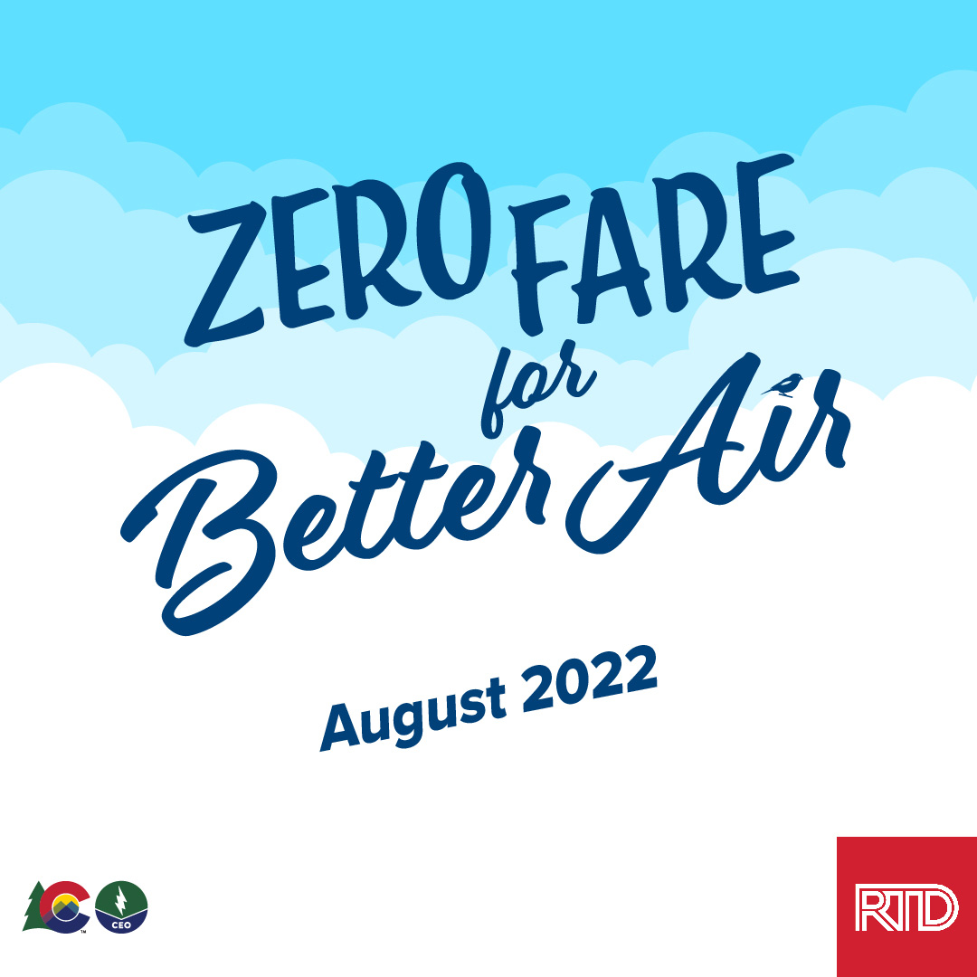 cdpheapcd's tweet photo. Only a few days are left to take advantage of FREE RTD service during the month of August! Instead of the battle of driving on your commute, take RTD for free in August, and breathe easy on your trip(s) around town. #ZeroFareForBetterAir #JustSkipTwo #BetterAir https://t.co/n1Jo0xBuT4