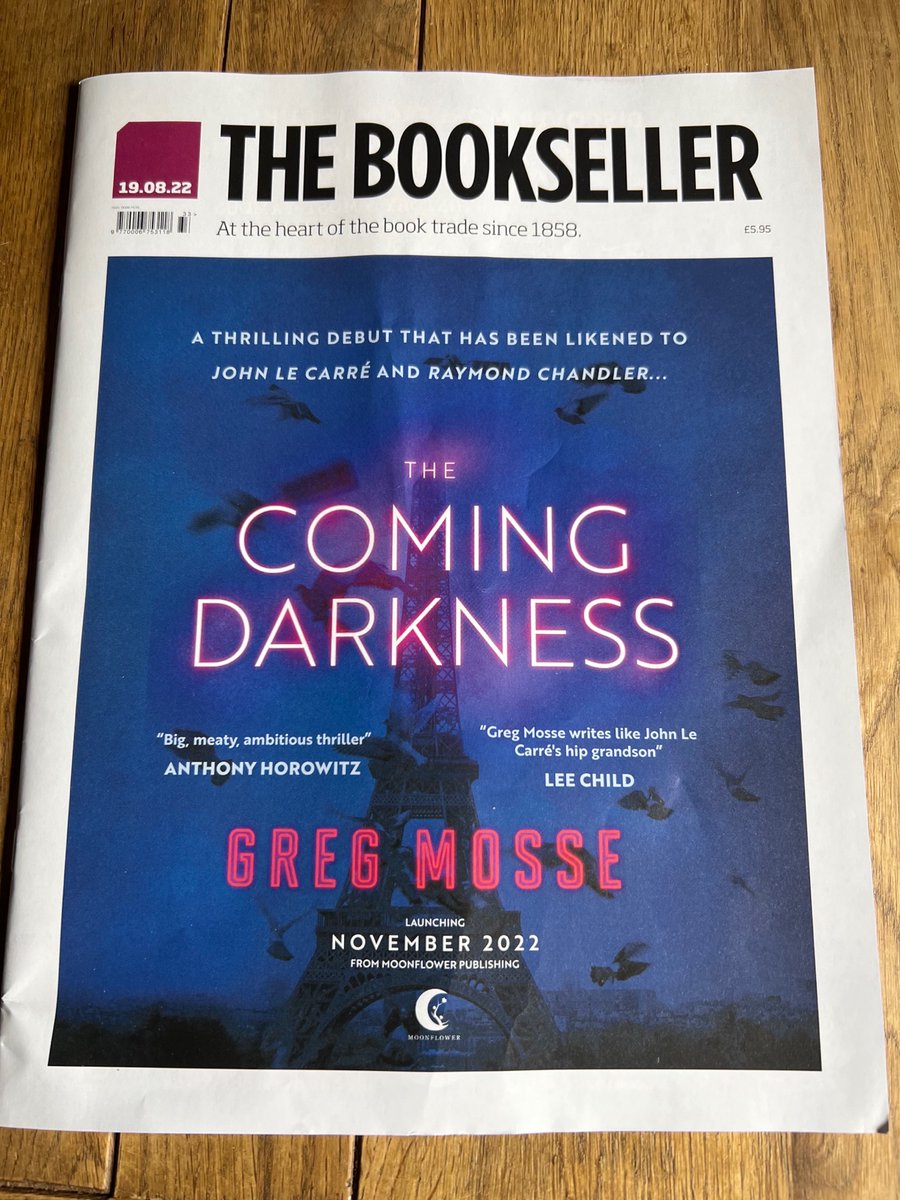moonflowerbooks's tweet photo. Ooh, @GregMosseโs #TheComingDarkness is looking so gooood on the cover of @thebookseller โ and so do @jackjewersโ #TheLostDiaryOfSamuelPepys, @lorifromtexasโ #BlueRunning and @CJ_Daughertyโs #Number10 on the inside. Exciting times here at Moonflower HQ! https://t.co/ACstBWNKEe