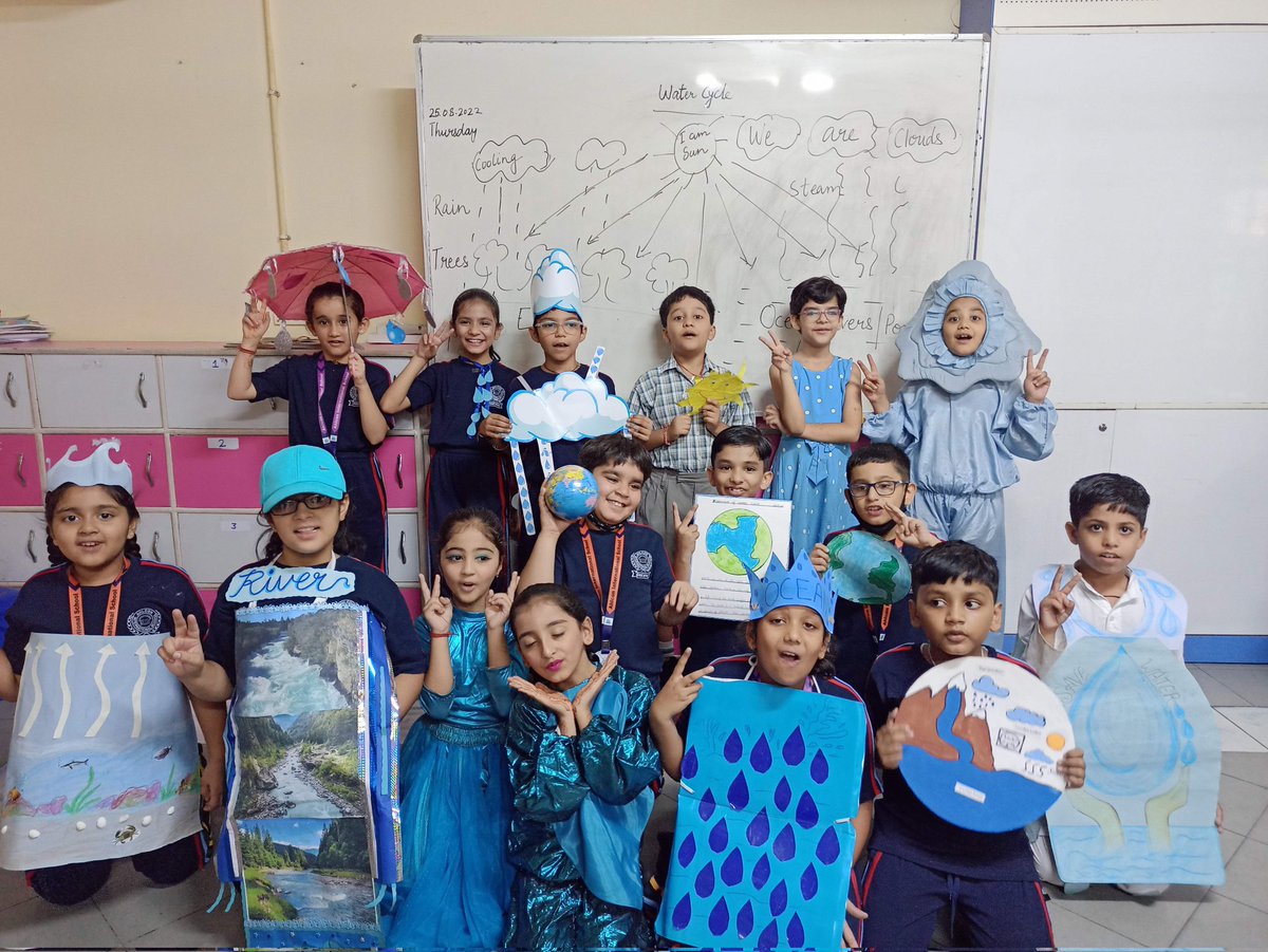 PrabhaRawat5's tweet photo. To break the myth that water come from the Kitchen sink. Class 3 Children were taught the Poem- #WaterCycle through #InterdisciplinaryActivity #RolePlay Children had knowledge with fun. @y_sanjay @ashokkp @Kavita_hm @sdg4all @Shipra_Srivastv @PujaRaswant @AnjaliButtan @AhlconIntl https://t.co/gnpN1Otkzm