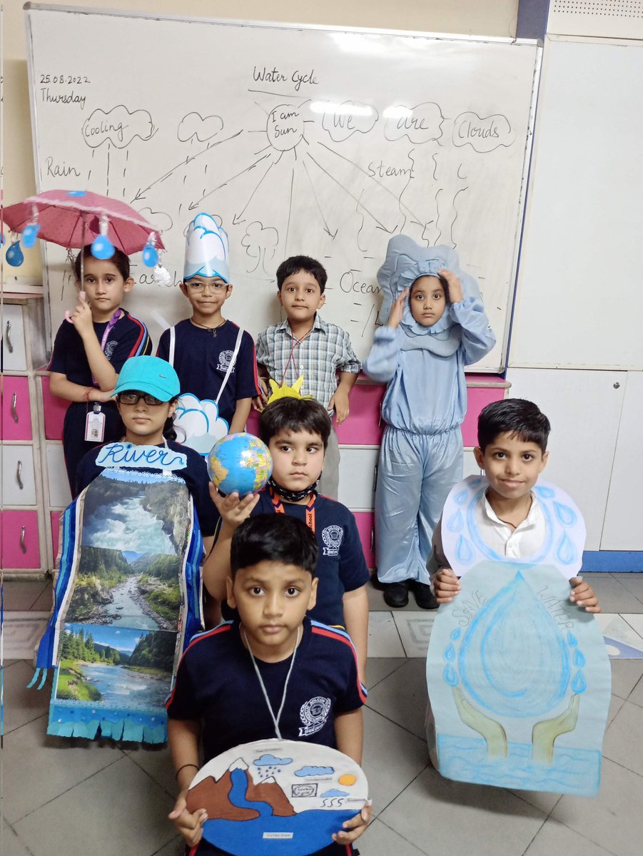 PrabhaRawat5's tweet photo. To break the myth that water come from the Kitchen sink. Class 3 Children were taught the Poem- #WaterCycle through #InterdisciplinaryActivity #RolePlay Children had knowledge with fun. @y_sanjay @ashokkp @Kavita_hm @sdg4all @Shipra_Srivastv @PujaRaswant @AnjaliButtan @AhlconIntl https://t.co/gnpN1Otkzm