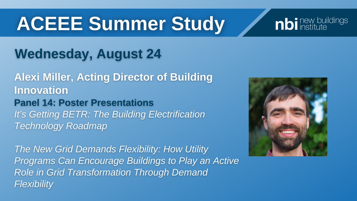 NewBldgsInst's tweet photo. Don't miss NBI's Alexi Miller during the poster presentations today at 
@ACEEEdc's #SummerStudy22!

We also have staff participating in a few informal sessions today as well - learn more here: https://t.co/hJsNYYDIHw https://t.co/QKlMlTWWaJ