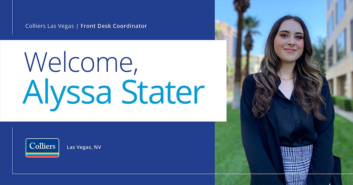 Colliers_LV's tweet photo. We’re excited to announce Alyssa Stater as our new #FrontDeskCoordinator. Alyssa was a #theatre major at #UNLV and she currently enjoys helping assist a children’s theatre class. Please join us in welcoming Alyssa to the team. #newhire #acceleratingsuccess #lasvegas https://t.co/SeHpkoVADh