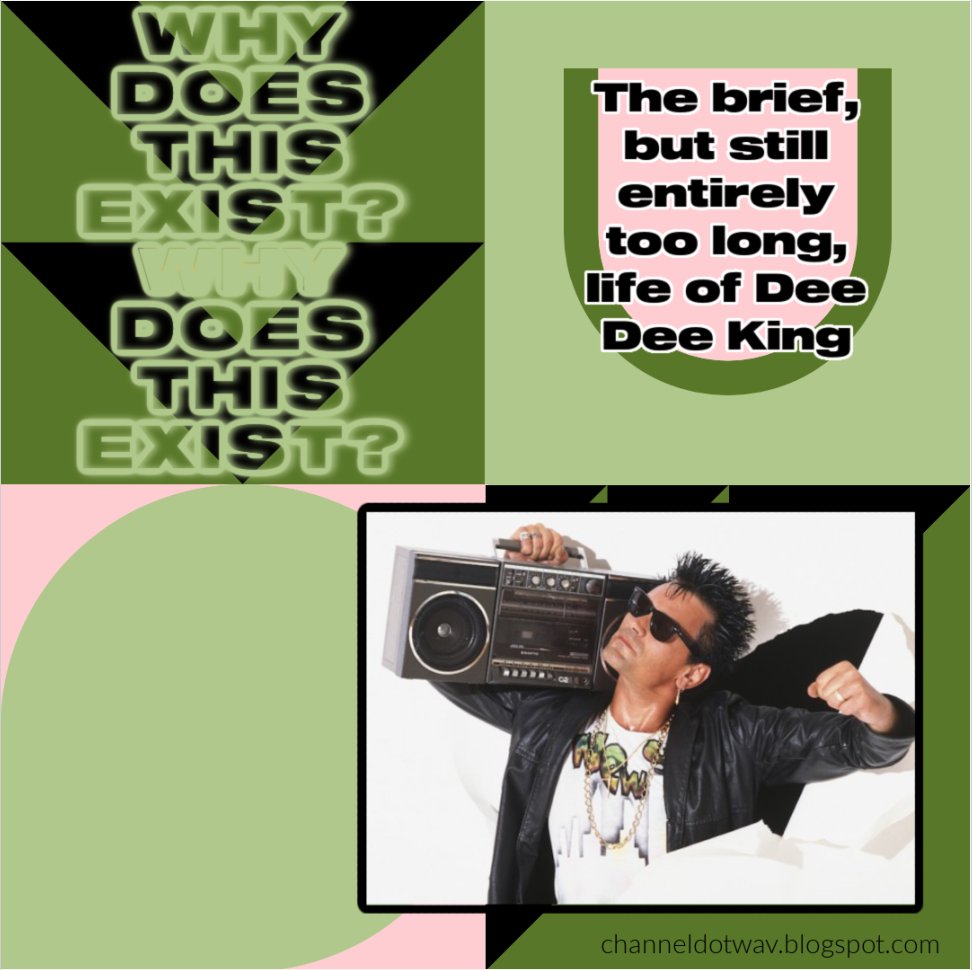 channelWAV's tweet photo. We ask the hard-hitting questions you can't afford to -- and today we're discovering "why does Dee Dee King exist?" Head over to the blog to read @brandon_Ltd's findings now!

https://t.co/gEicmO5ZWb https://t.co/zhqZPUcj7k