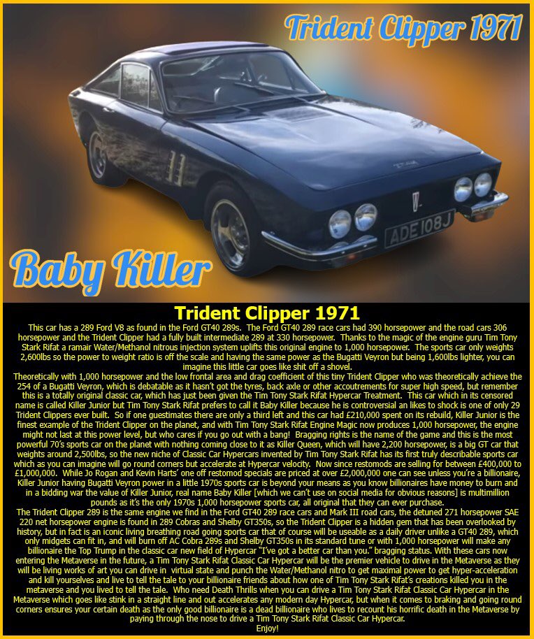 RifatTim's tweet photo. #tridentclipper #classiccar #hypercar #nftclassichypercars https://t.co/brykmKFZEK
