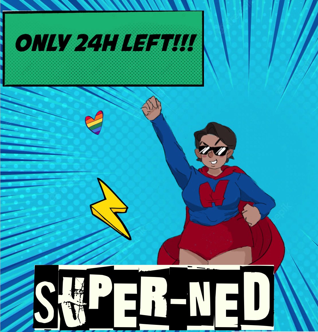 SuperNedTheFilm's tweet photo. There is only 24h left to contribute &amp; help us reach 35 more backers and unlock a $5k matching donation!!! #indiefilm #crowdfunding #comedy #superheroine #lgbtq #shortfilm 

BE OUR HERO https://t.co/vPqfewyF5x https://t.co/4VLip2HSZk
