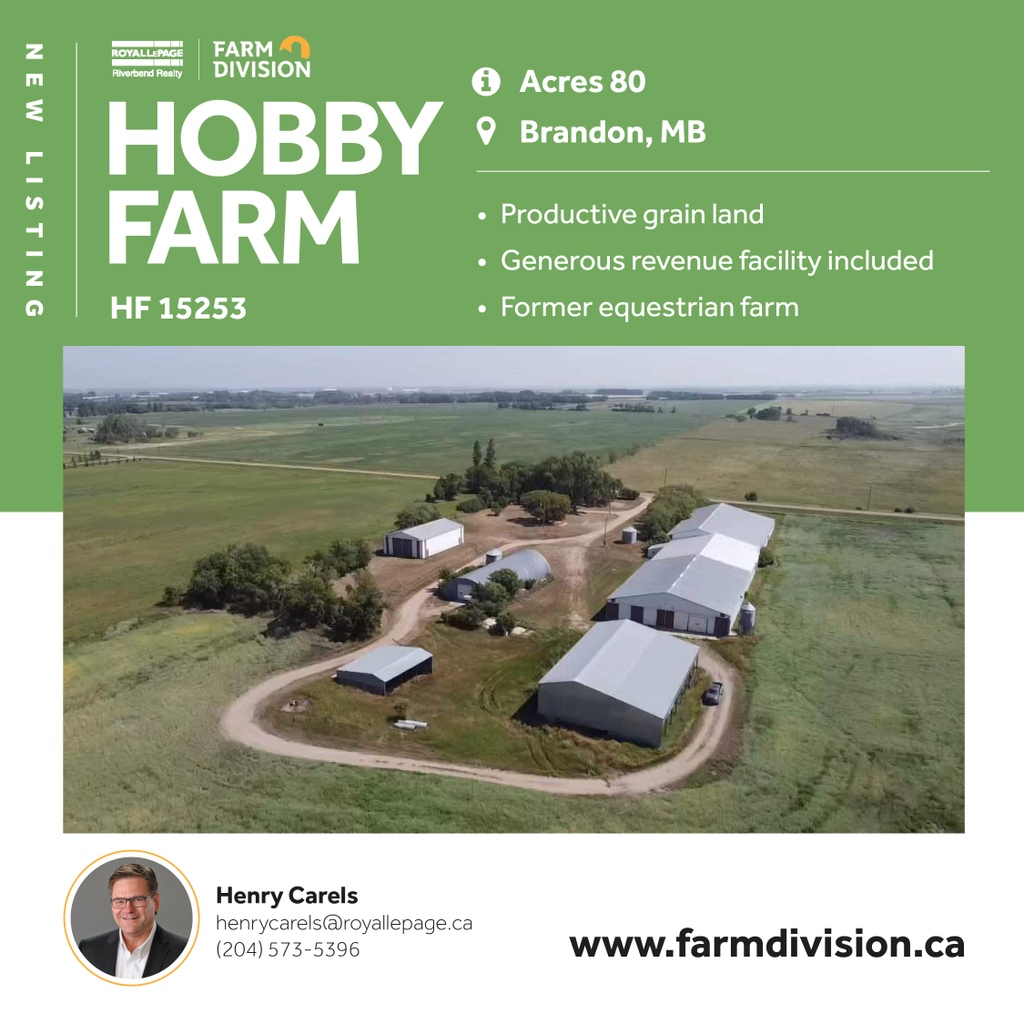Farm_Division's tweet photo. NEW Hobby Farm
HF 15253
80 acres
Near Brandon, MB

* Productive grain land
* Generous revenue facility included
* Former equestrian farm

https://t.co/A8h7dQBztp

#YourFarmTeam #WeSellFarms #MBFarm #CanadianFarm #HobbyFarm #Farming https://t.co/Nt4maxOd8d