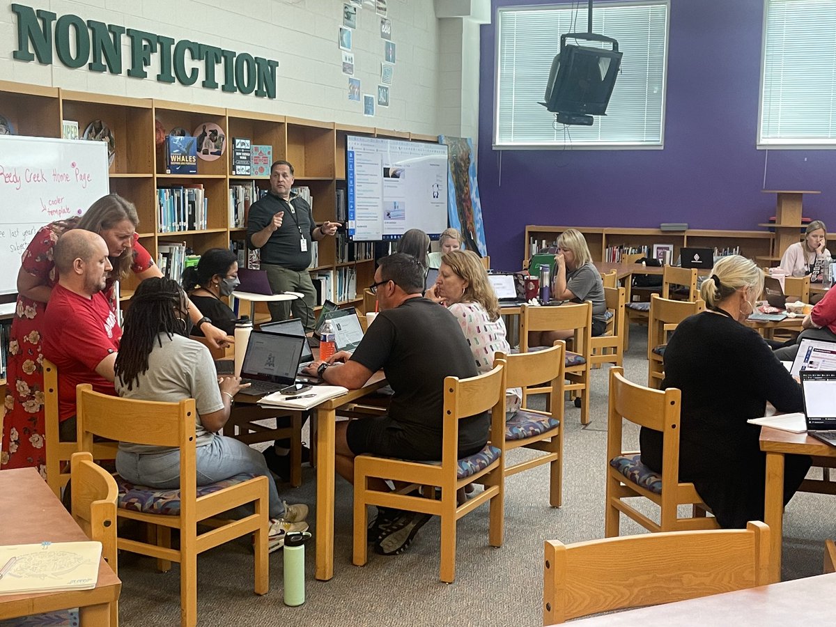 The @reedycreekms #canvascrew was hard at work yesterday supporting the staff as they continue their learning of @CanvasLms to engage Ss in #blendedlearning @WesternWCPSS @tallmantech @edtechjessup