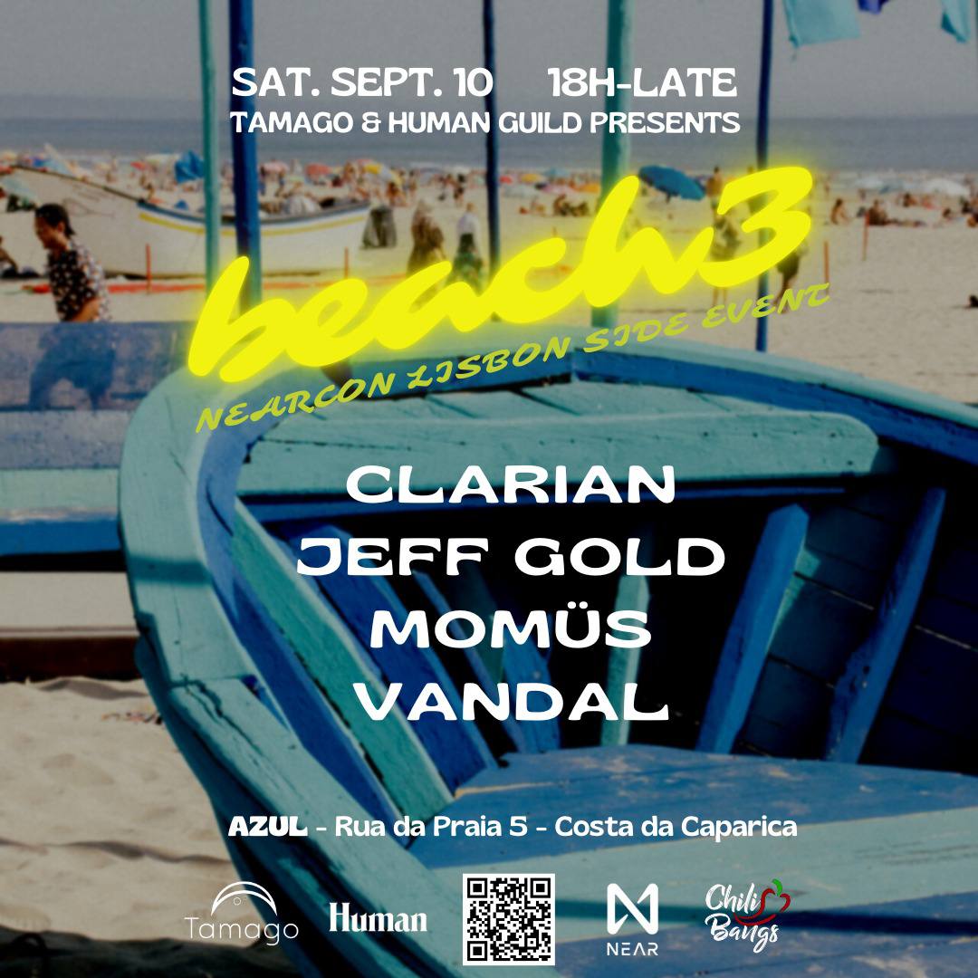 tamago_stream's tweet photo. 🌅 Tamago and Human Guild Presents: Beach3 🌅  

In celebration of the work and innovation within the NEAR community, Tamago has partnered up with NEAR’s legendary open project incubator, @humanguild, for a very special sunset beach party during this year's #NEARCON https://t.co/YVyJLr0Hc0