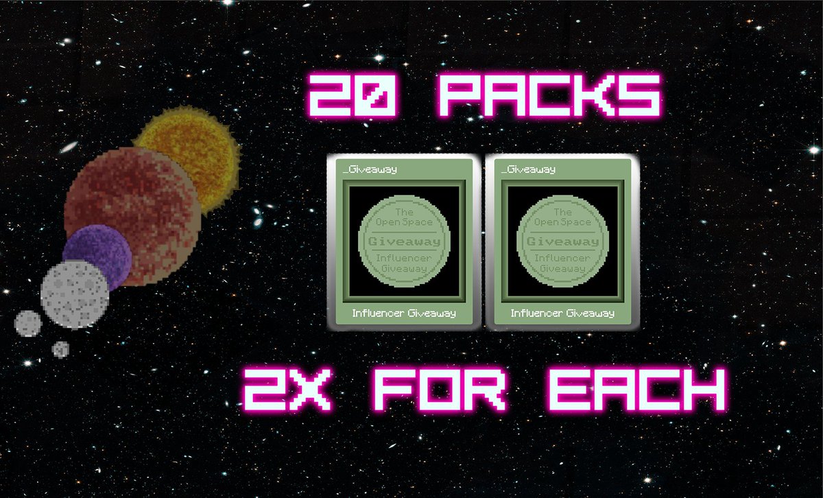 CryptoArifP2E's tweet photo. THE OPENSPACE GIVEAWAY!
 
Prize: 20x Influencer Giveaway Pack (10 Winners 2xEach)

To enter the giveaway;

1⃣ Follow @CryptoarifP2E &amp; @theopenspaceWAX
2⃣ Like, RT &amp; Tag 3 friends
3⃣ Comment your WAX
4⃣ Join https://t.co/wqkw2UE8Dw

⏰48h

#NFTGiveaway #NFT #WAXP #WAX #Giveaway https://t.co/1pUMOpxK9A