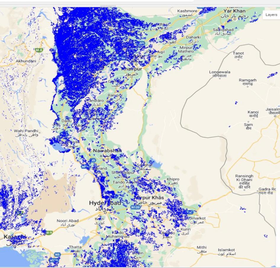 murtazawahab1's tweet photo. This satellite image of 2 days ago shows extent to which rain water exists in different districts of #Sindh. It has rained again today further aggravating the situation. These are extremely challenging times &amp; we all need to work together to help mitigate suffering of our people https://t.co/ziGHDGlbCT