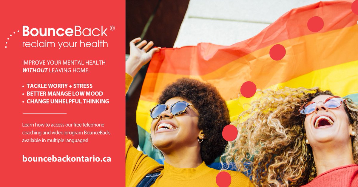 CMHAOttawa's tweet photo. CMHA's free #BounceBackON program offers workbooks, coaching & online videos to help cope w/ #depression & #anxiety. Available in multiple languages by coaches who are trained in 2SLGBTQ+ equity & trauma-informed care! Visit https://t.co/Dg5qKHUXf7
#FierteCapPride #CapitalPride https://t.co/dwMM4t8UYD